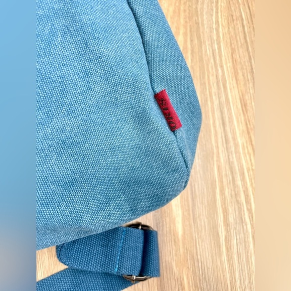 Oris Blue Canvas Hobo Style Bag Tote EUC - Picture 3 of 10